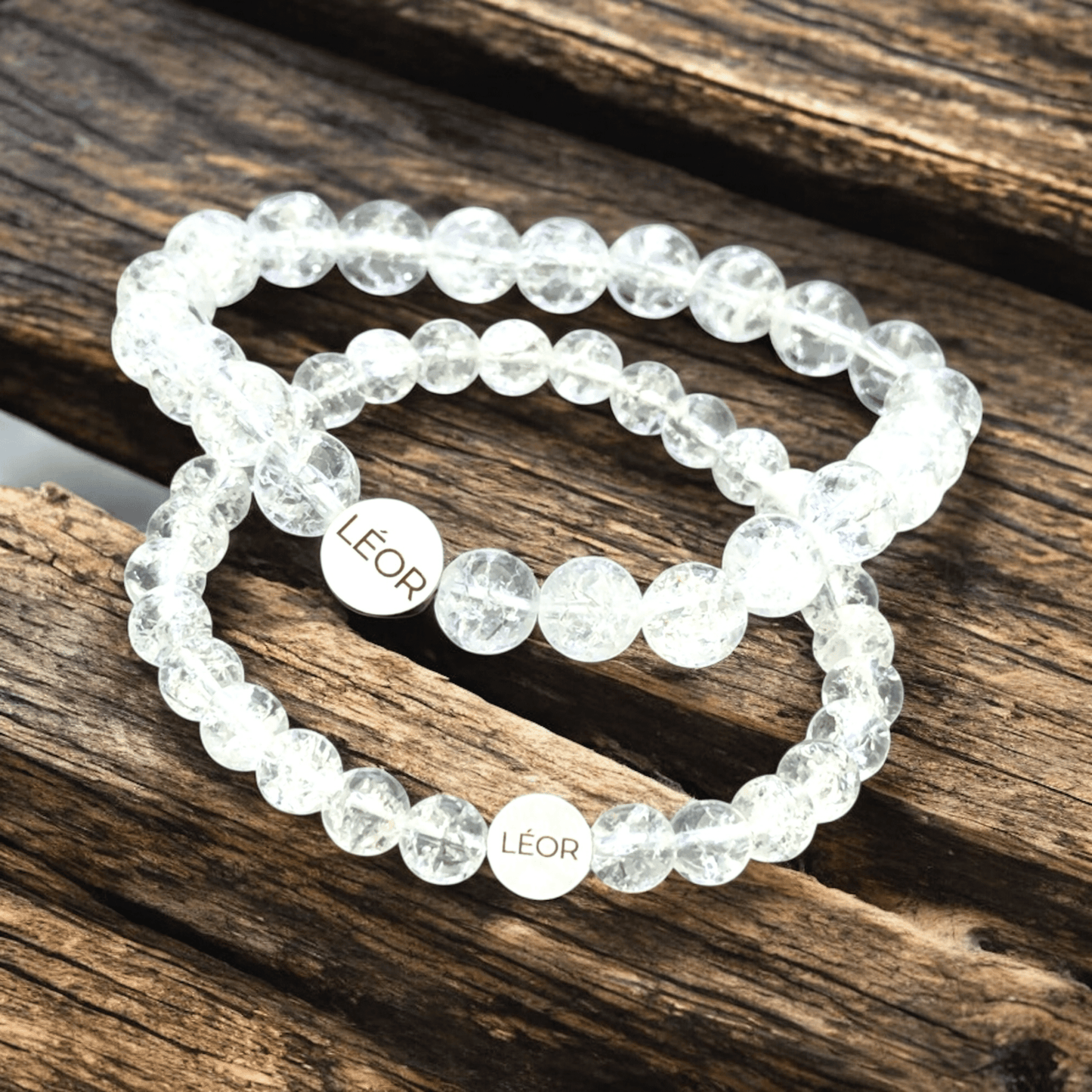 Bergkristall / Crackle Quarz Perlenarmband LÉOR - WEARLÉOR