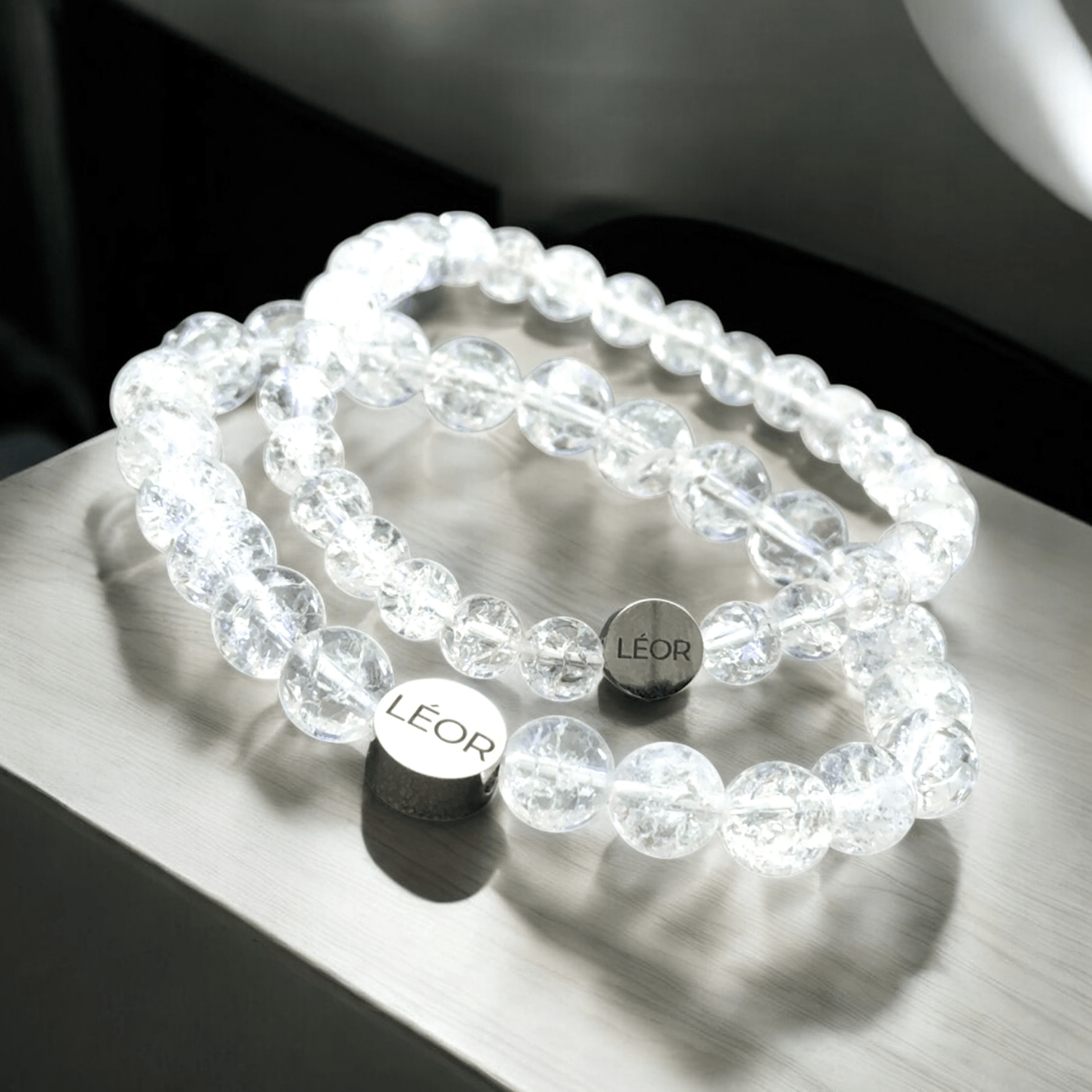 Bergkristall / Crackle Quarz Perlenarmband LÉOR - WEARLÉOR