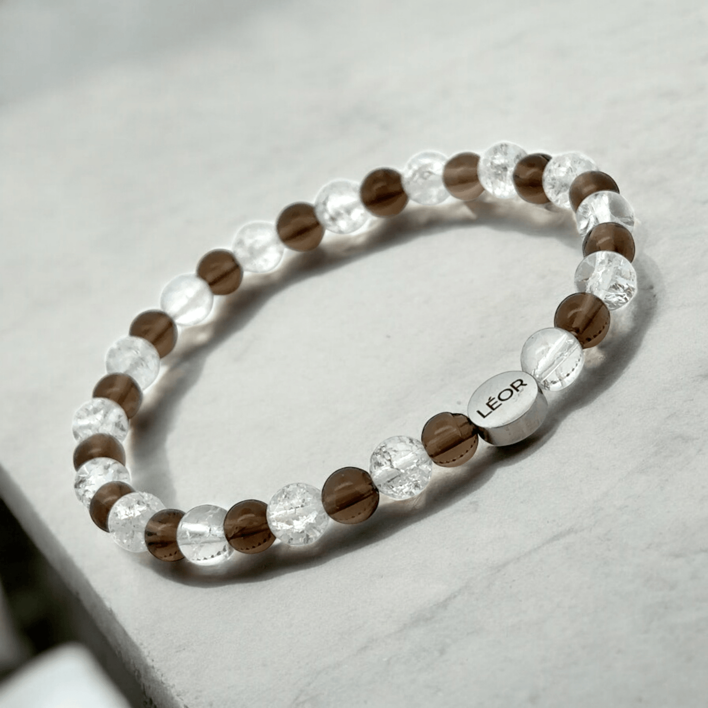 Bergkristall & Rauchquarz Perlenarmband LÉOR - WEARLÉOR