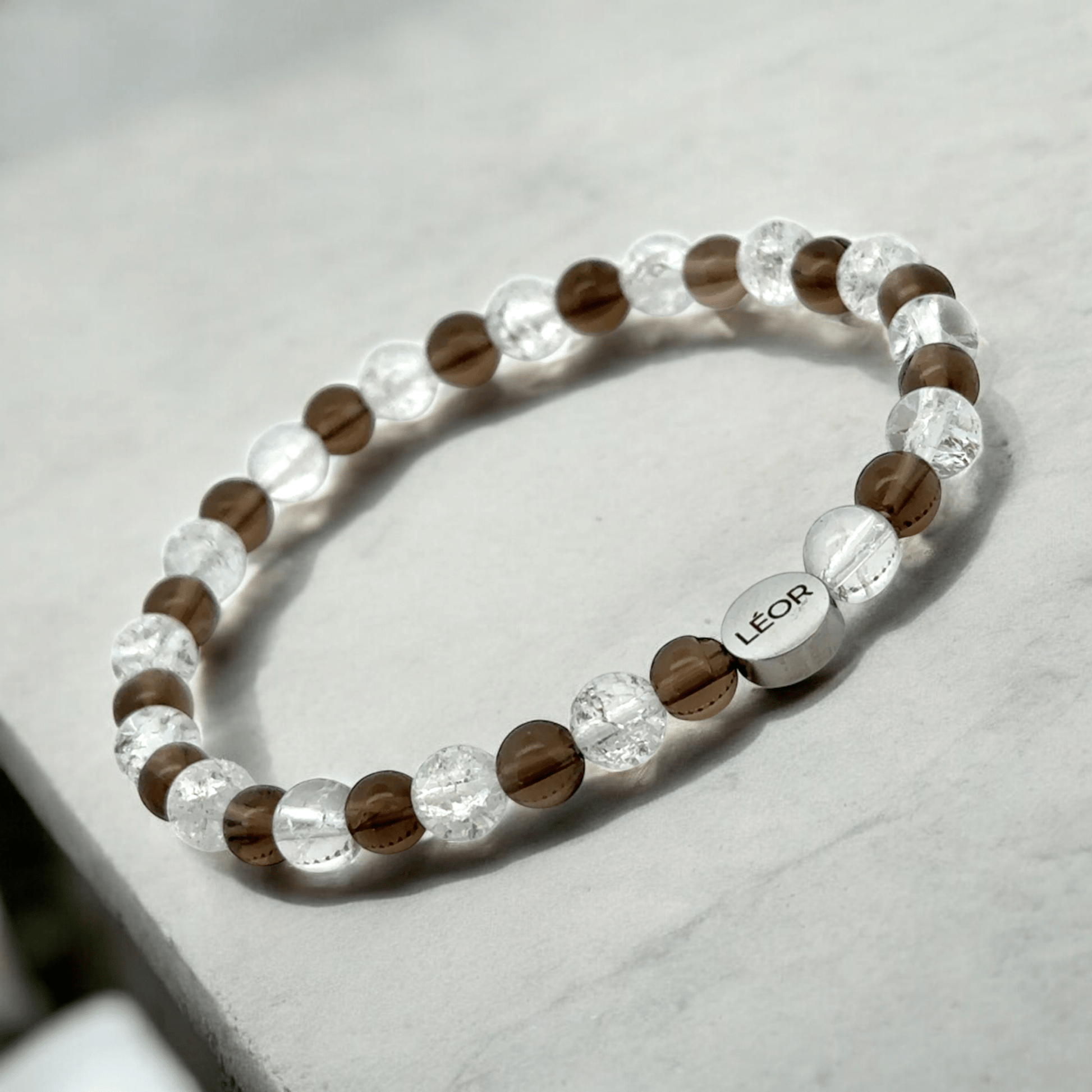 Bergkristall & Rauchquarz Perlenarmband LÉOR - WEARLÉOR