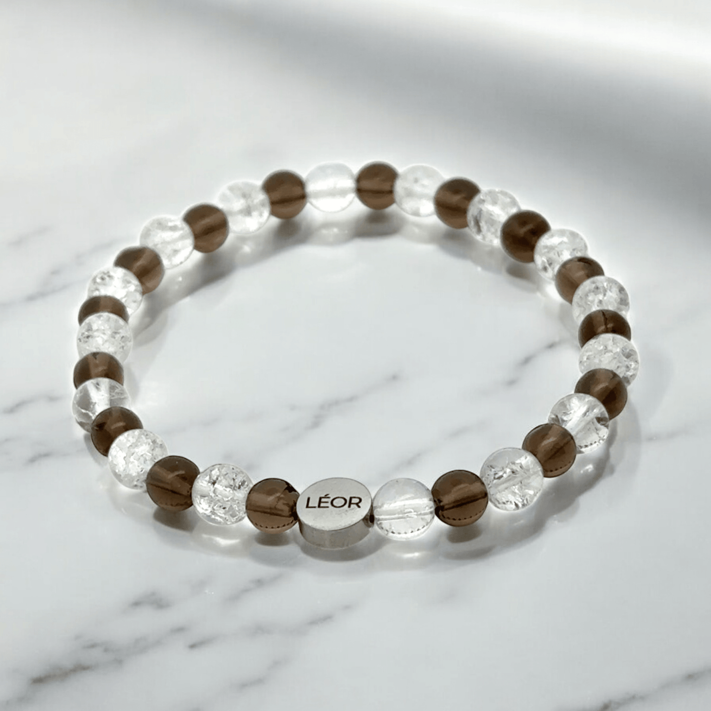 Bergkristall & Rauchquarz Perlenarmband LÉOR - WEARLÉOR