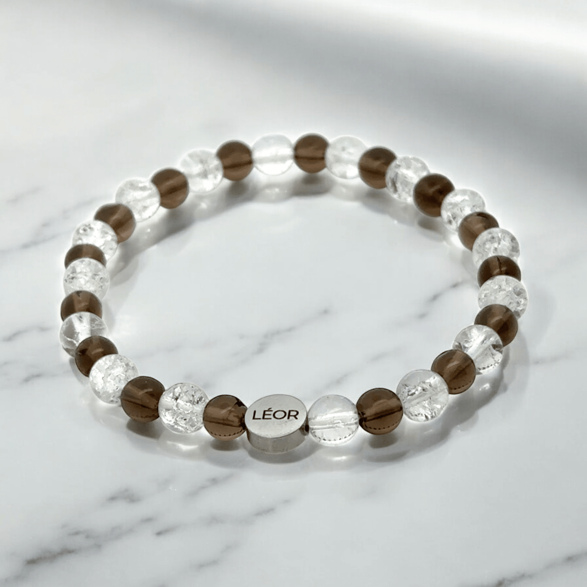 Bergkristall & Rauchquarz Perlenarmband LÉOR - WEARLÉOR