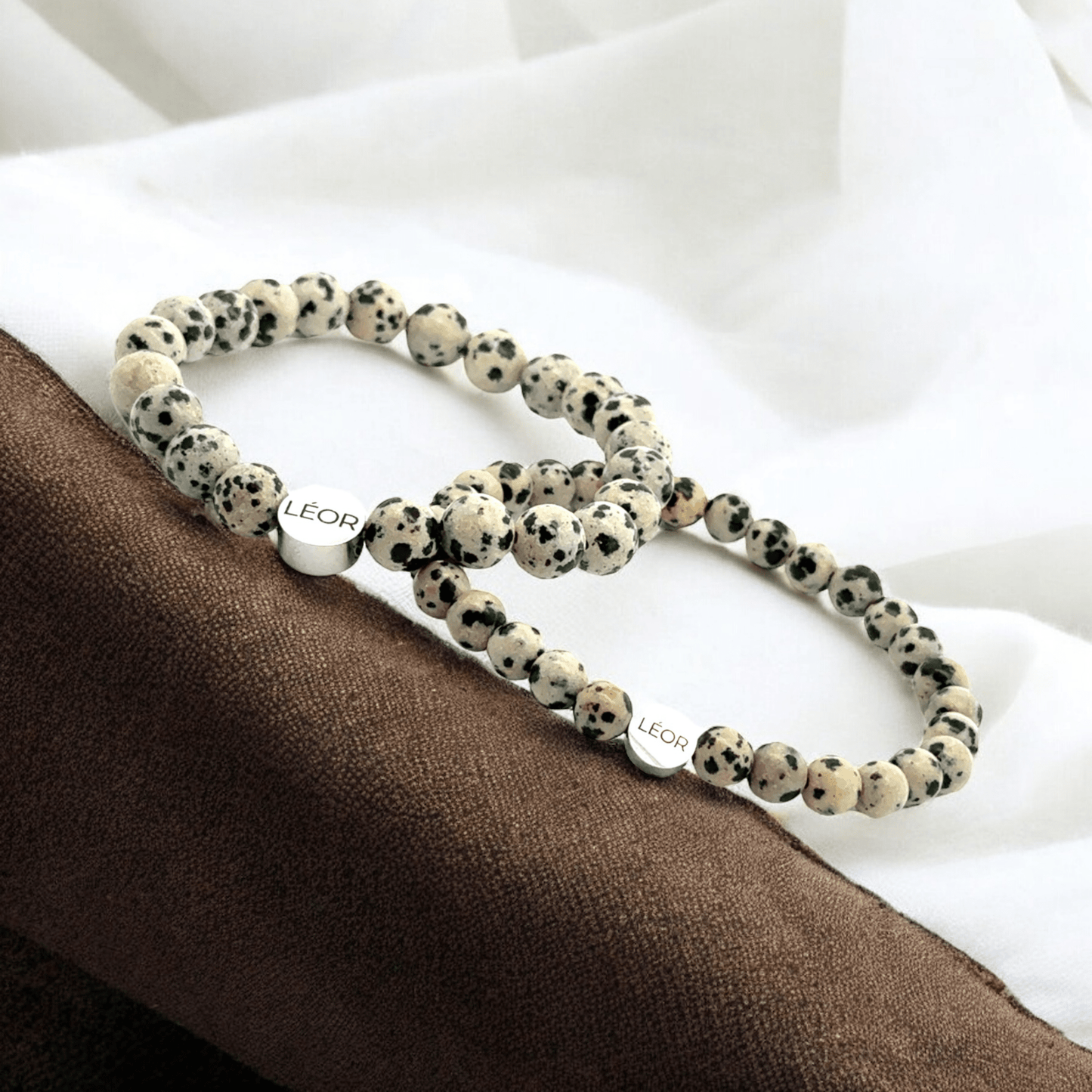 Dalmatiner Jaspis Perlenarmband LÉOR - WEARLÉOR
