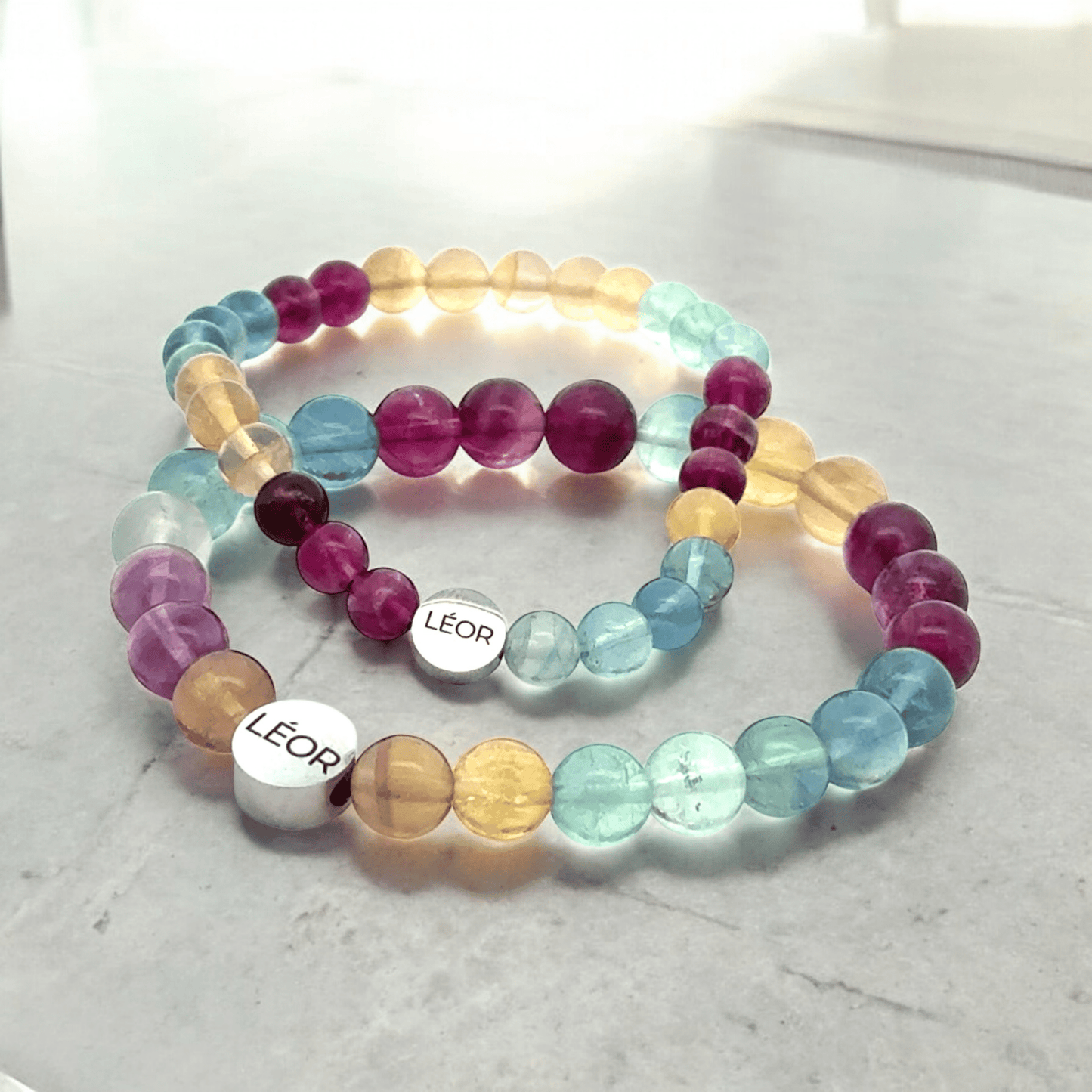 Fluorit bunt Perlenarmband LÉOR - WEARLÉOR
