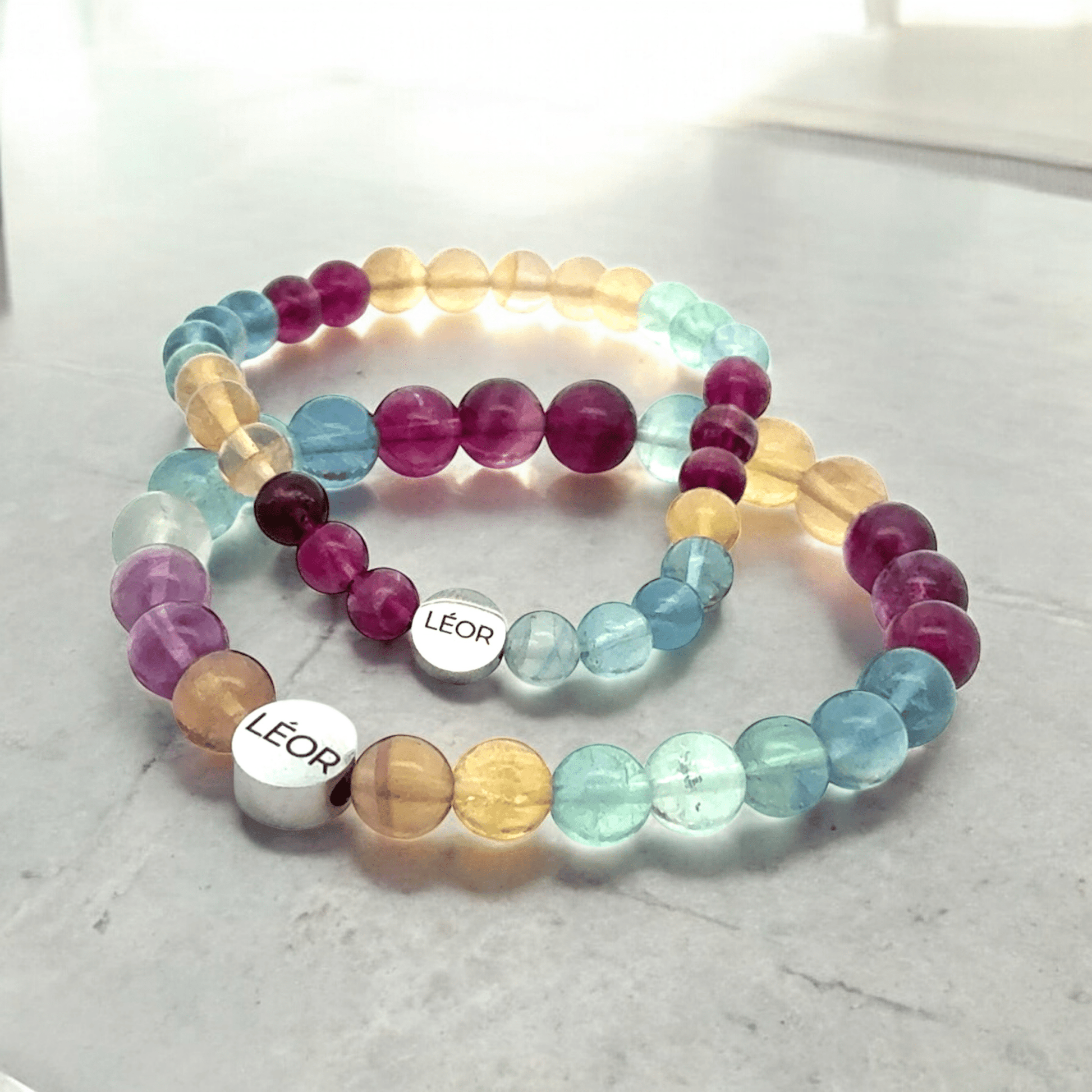Fluorit bunt Perlenarmband LÉOR - WEARLÉOR