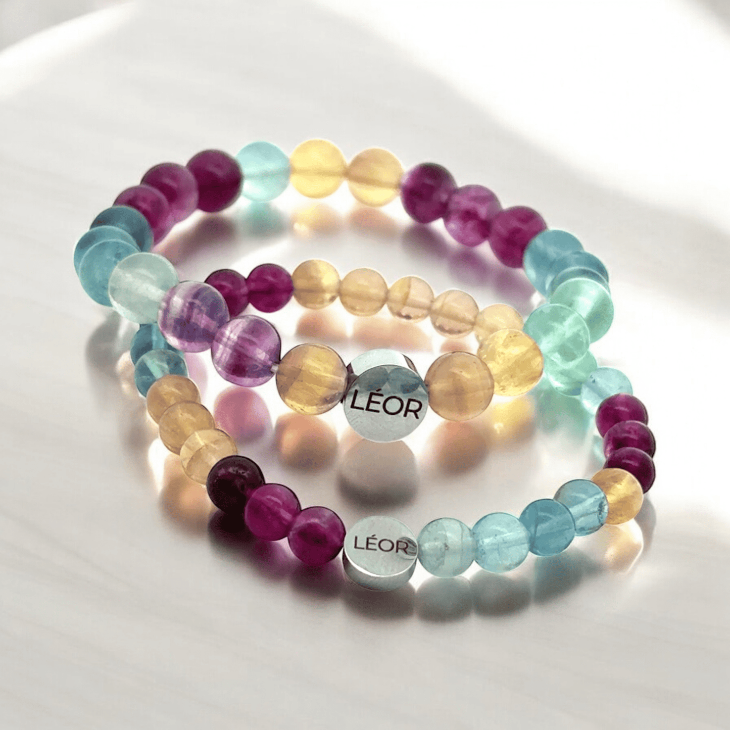 Fluorit bunt Perlenarmband LÉOR - WEARLÉOR