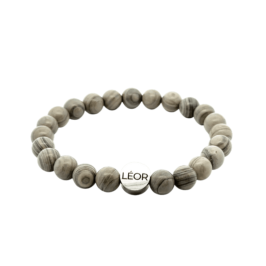 Grauer Jaspis Perlenarmband LÉOR - WEARLÉOR