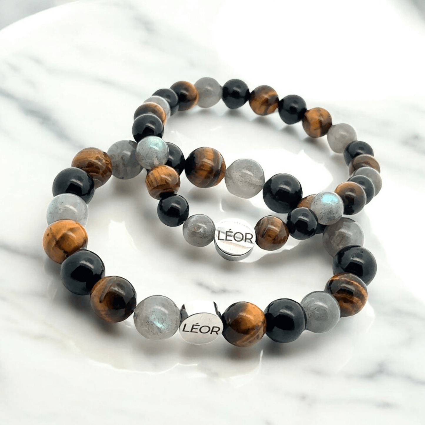 Labradorit - Tigerauge - Turmalin MIX Perlenarmband LÉOR - WEARLÉOR