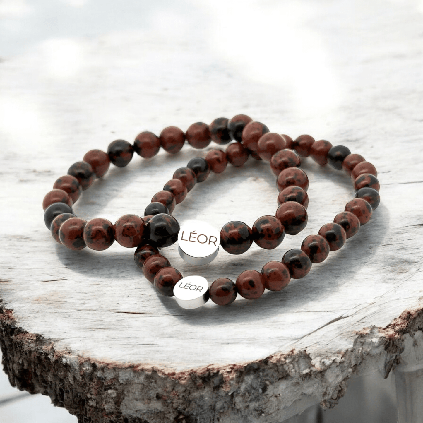 Mahagoni-Jaspis Perlenarmband LÉOR - WEARLÉOR