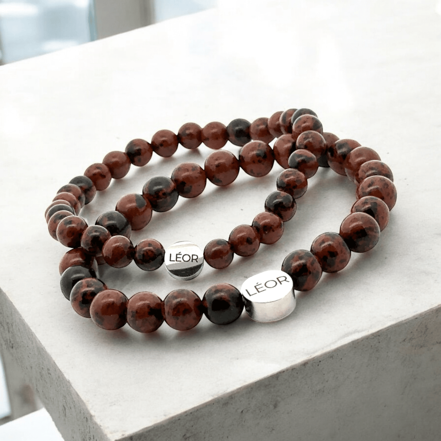 Mahagoni-Jaspis Perlenarmband LÉOR - WEARLÉOR