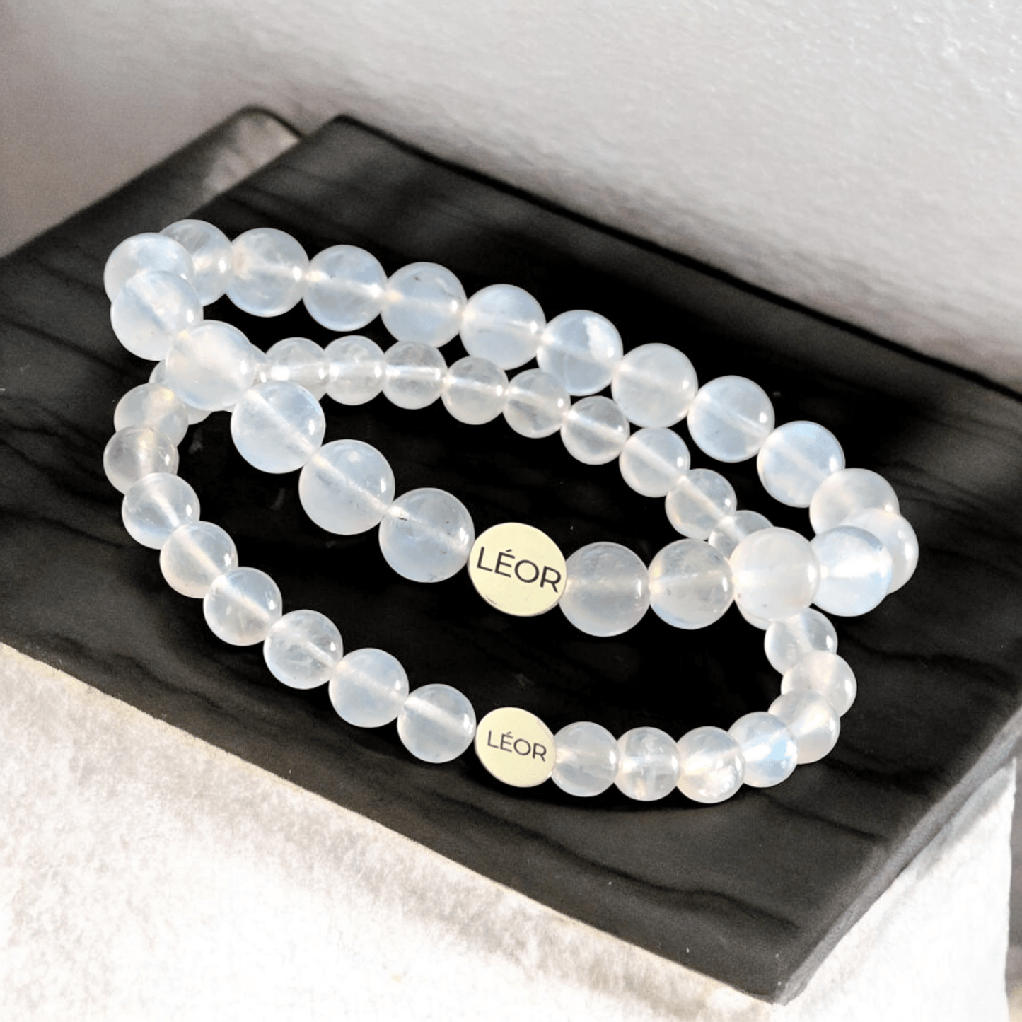 Mondstein weiß Perlenarmband LÉOR - WEARLÉOR