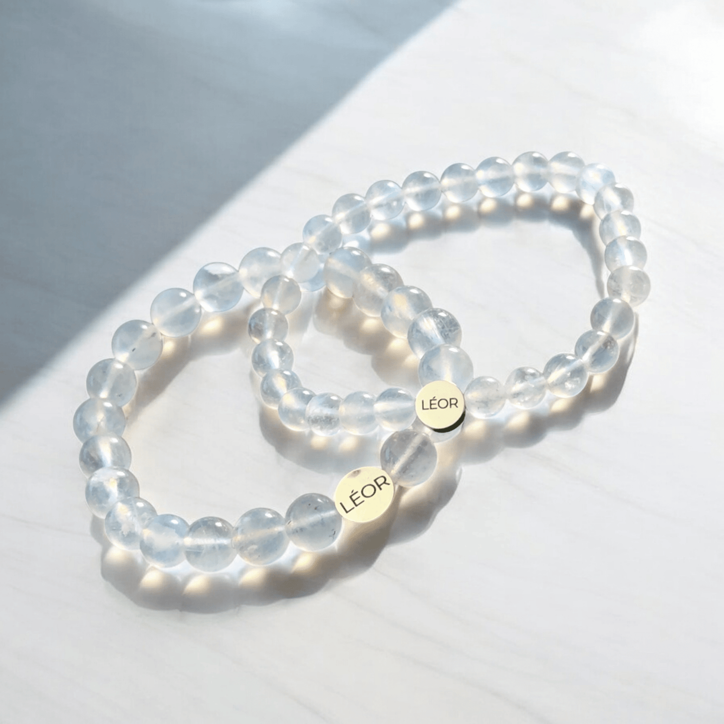 Mondstein weiß Perlenarmband LÉOR - WEARLÉOR