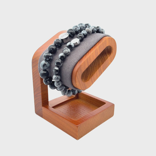 Schneeflocken-Obsidian Perlenarmband LÉOR