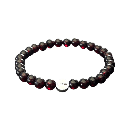 Roter Granat Perlenarmband LÉOR - WEARLÉOR