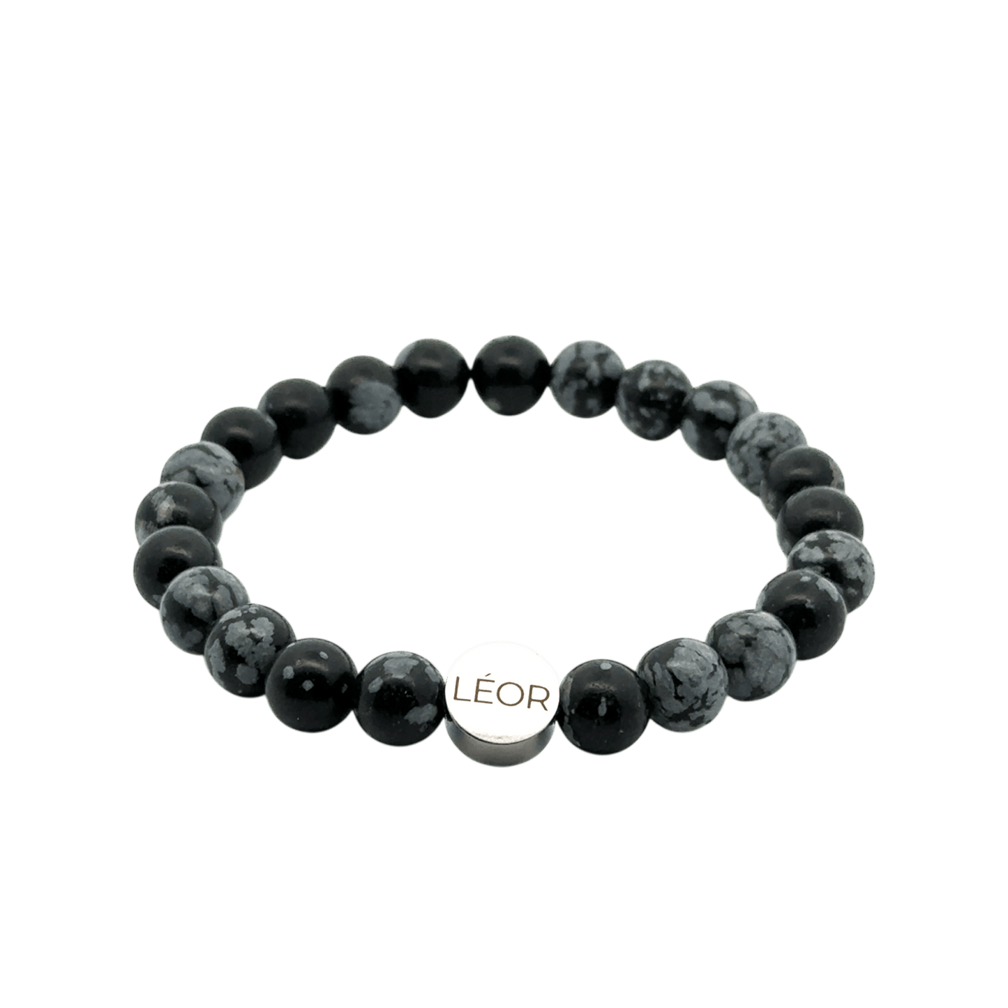 Schneeflocken-Obsidian Perlenarmband LÉOR - WEARLÉOR