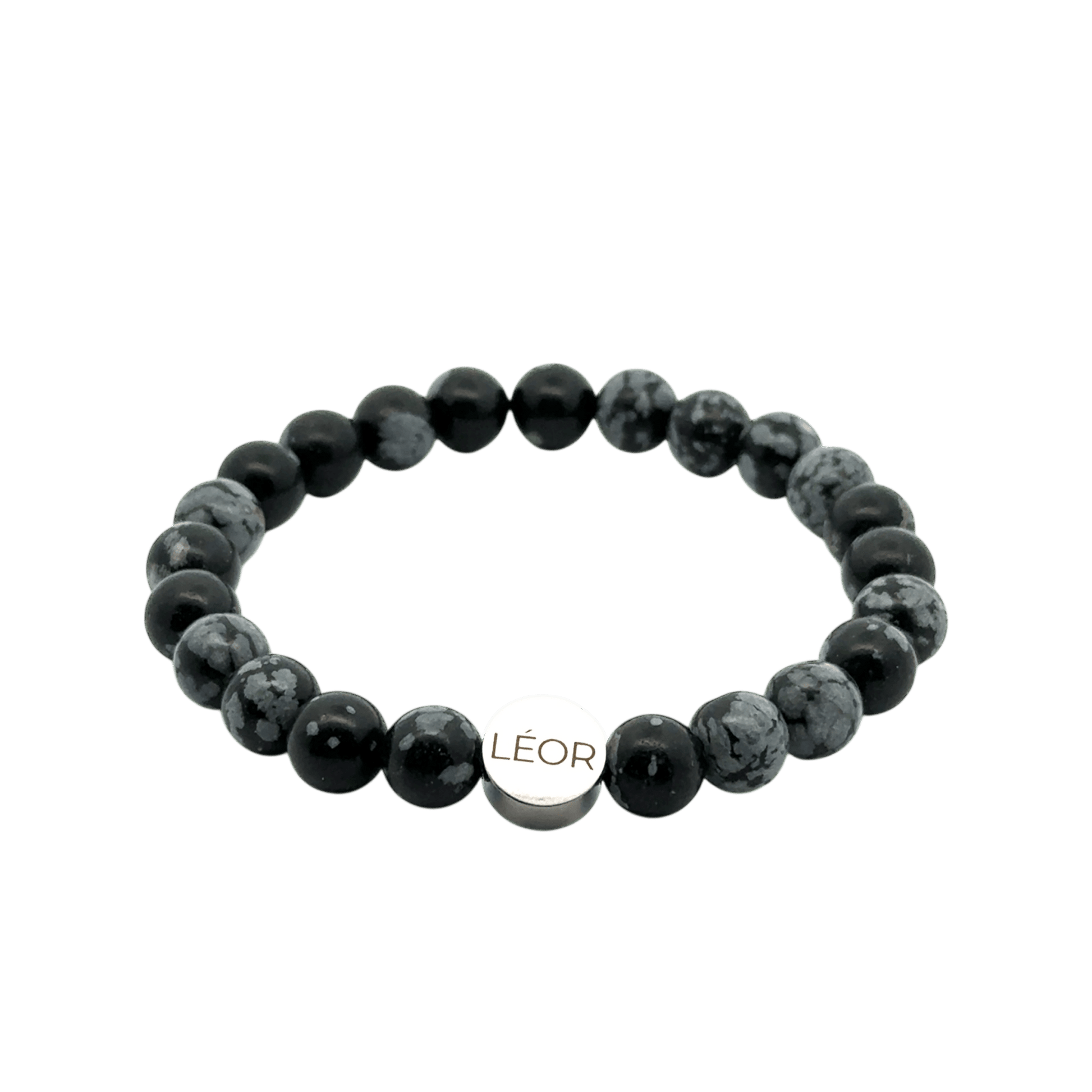 Schneeflocken-Obsidian Perlenarmband LÉOR - WEARLÉOR