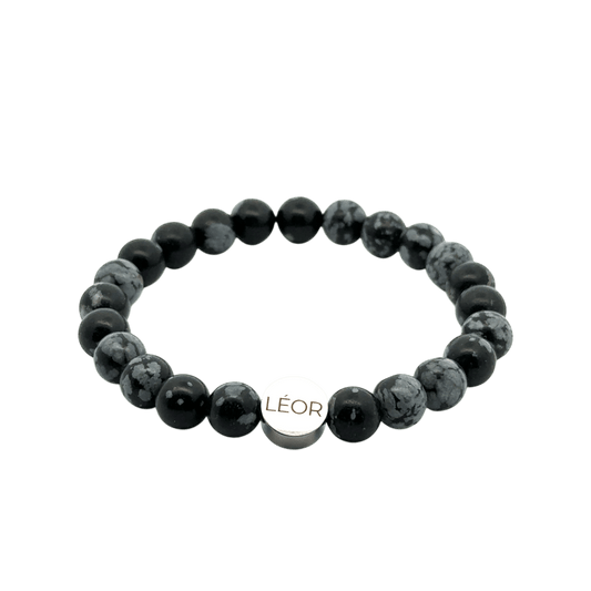 Schneeflocken-Obsidian Perlenarmband LÉOR - WEARLÉOR