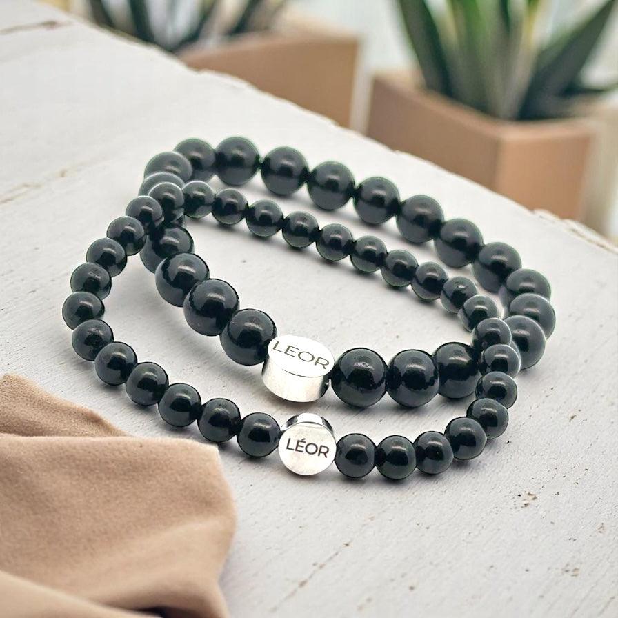 Schwarzer Turmalin Perlenarmband LÉOR - WEARLÉOR