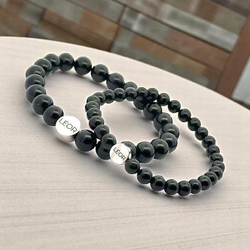 Schwarzer Turmalin Perlenarmband LÉOR - WEARLÉOR