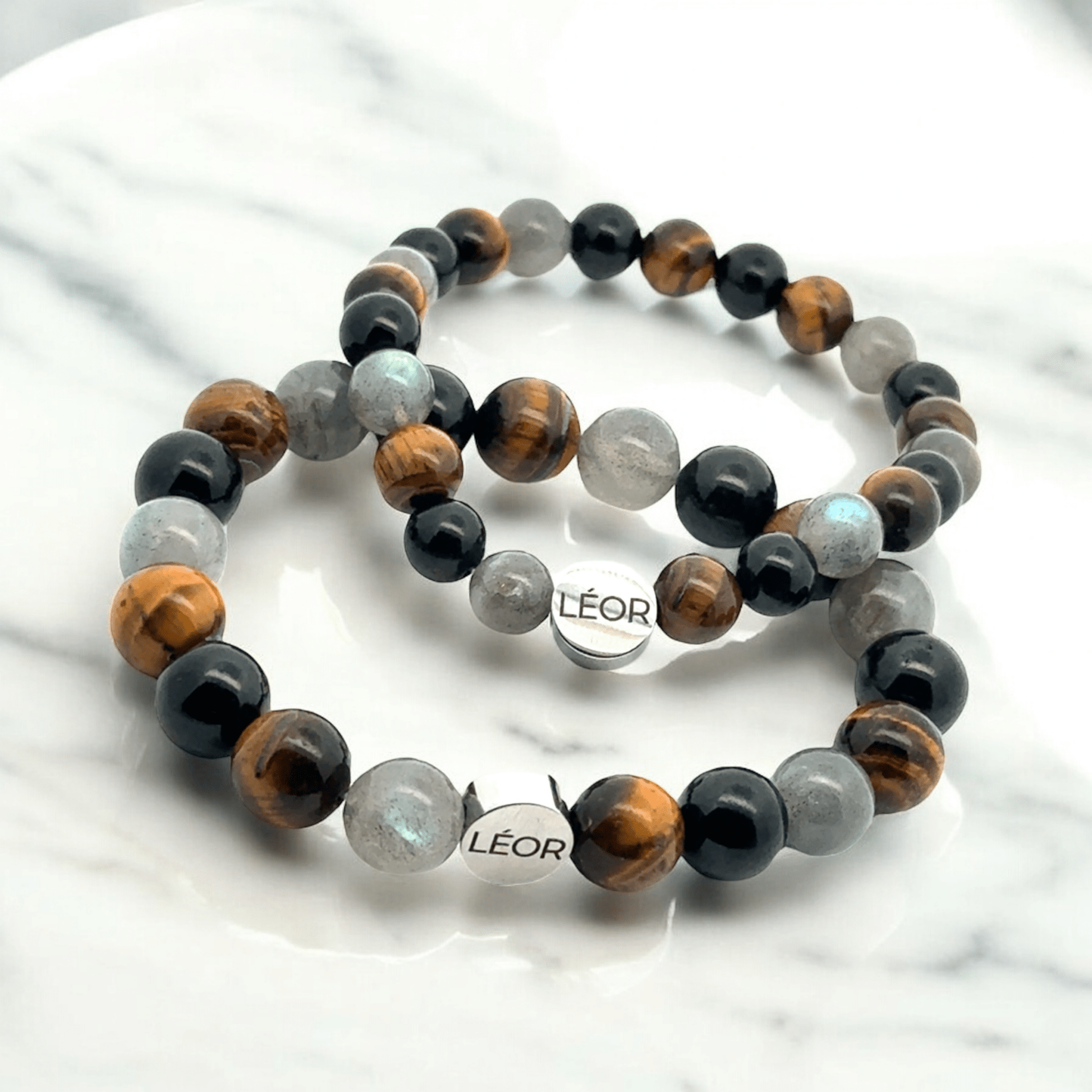 Labradorit - Tigerauge - Turmalin MIX Perlenarmband LÉOR - WEARLÉOR