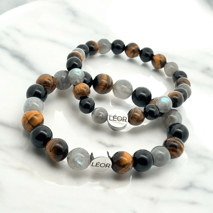 Labradorit - Tigerauge - Turmalin MIX Perlenarmband LÉOR - WEARLÉOR