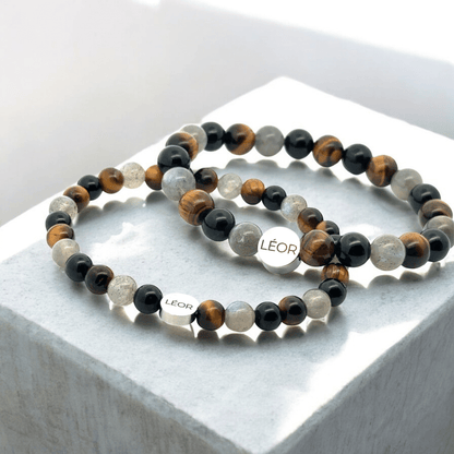 Labradorit - Tigerauge - Turmalin MIX Perlenarmband LÉOR - WEARLÉOR