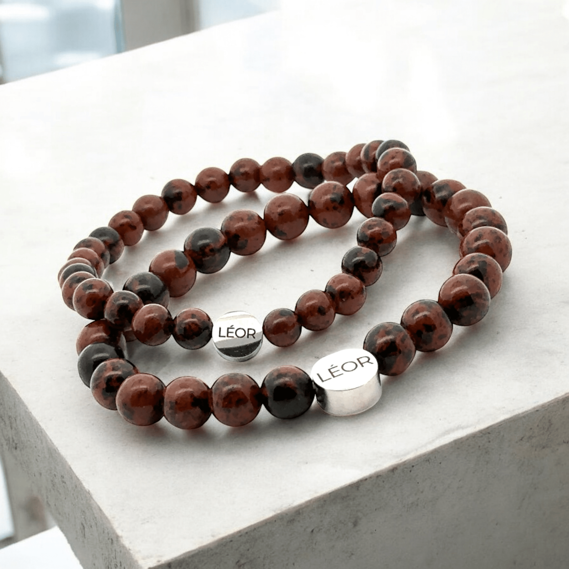 Mahagoni-Jaspis Perlenarmband LÉOR - WEARLÉOR