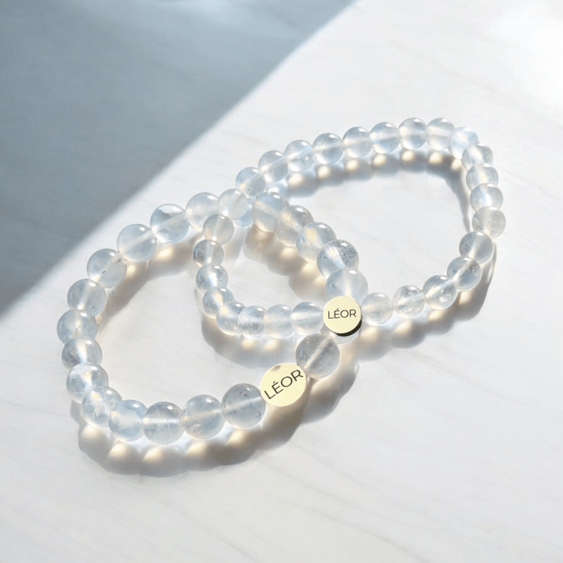 Mondstein weiß Perlenarmband LÉOR - WEARLÉOR
