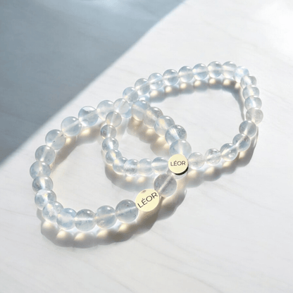 Mondstein weiß Perlenarmband LÉOR - WEARLÉOR