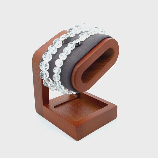 Bergkristall / Crackle Quarz Perlenarmband LÉOR