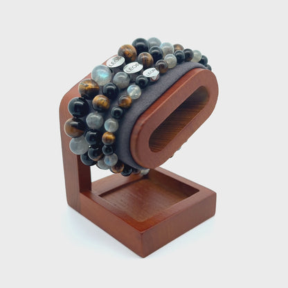 Labradorit - Tigerauge - Turmalin MIX Perlenarmband LÉOR