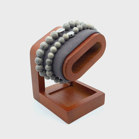 Grauer Jaspis Perlenarmband LÉOR