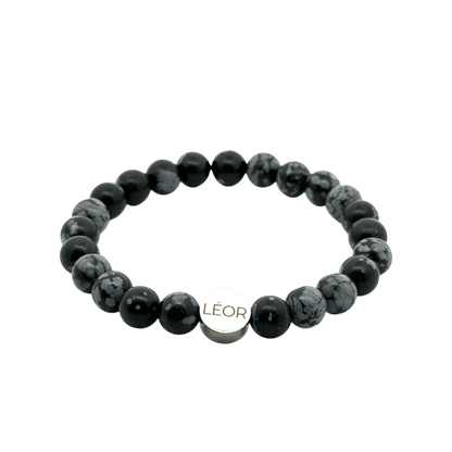 Schneeflocken-Obsidian Perlenarmband LÉOR - WEARLÉOR