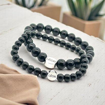 Schwarzer Turmalin Perlenarmband LÉOR - WEARLÉOR